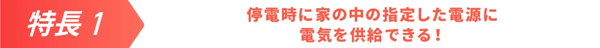 停電時に家の中の指定した電源に電気を供給できる！